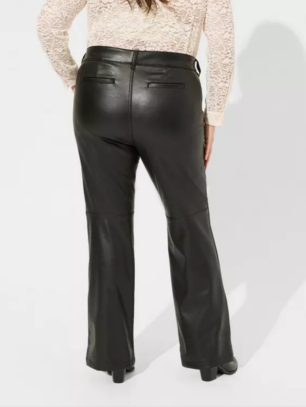 Torrid Plus Size Pintuck Trouser Boot Faux Leather High Rise Pants - Picture 6 of 6